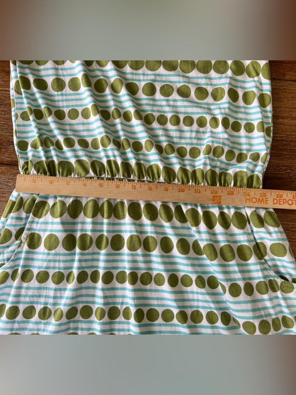 Boden Blackberry Day Dress Striped Polka Dot Shift Pockets Green Blue 10R - Picture 13 of 15